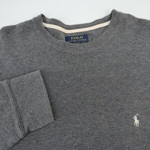 Polo Ralph Lauren Mens Gray Long Sleeve Waffle Knit Crewneck T-Shirt Fits Like M